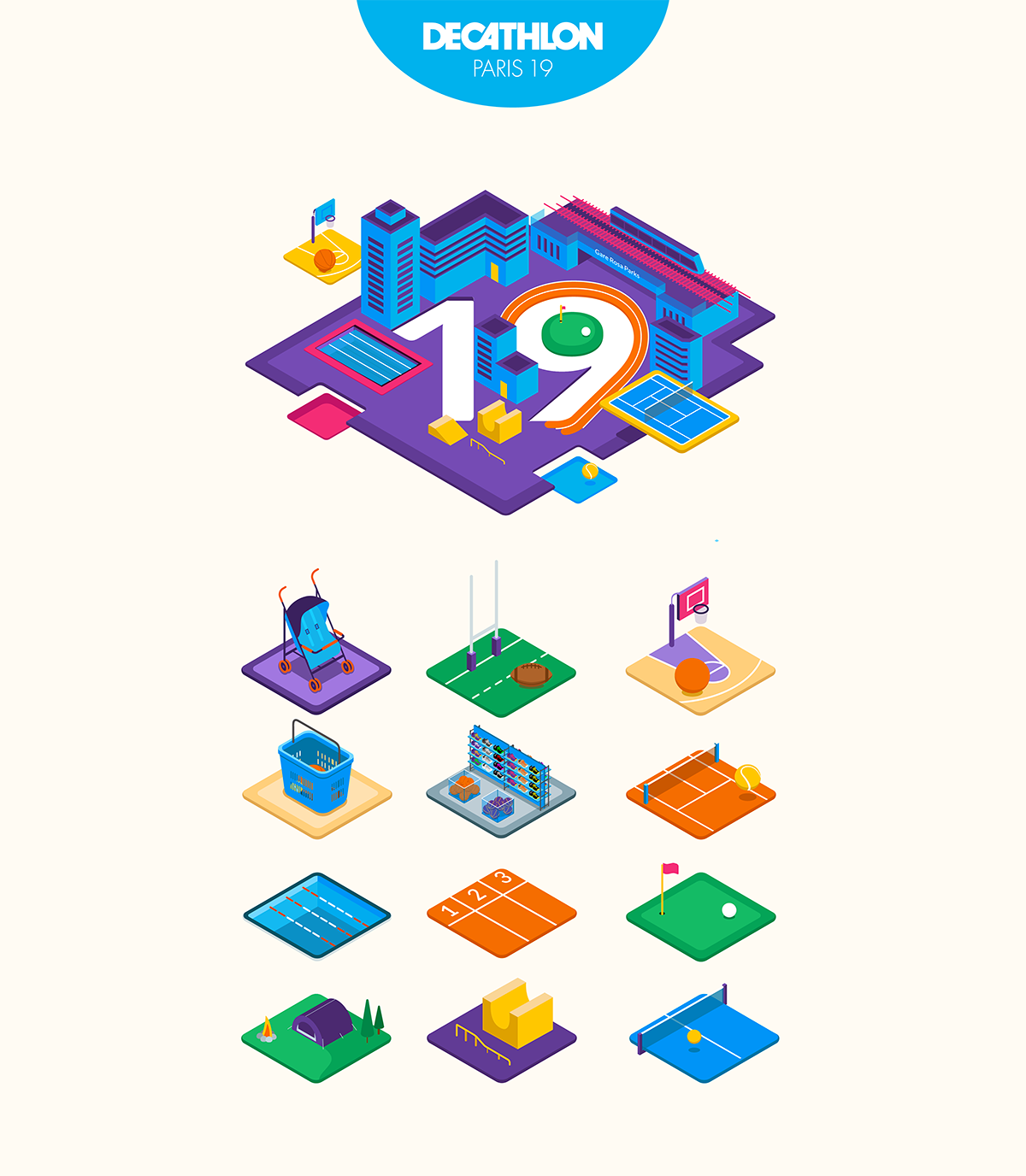 Decathlon 19 secondes chrono — univers graphique
