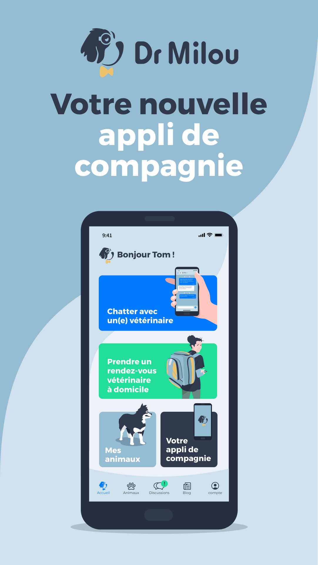 Écran de l’application DrMilou — vue 1