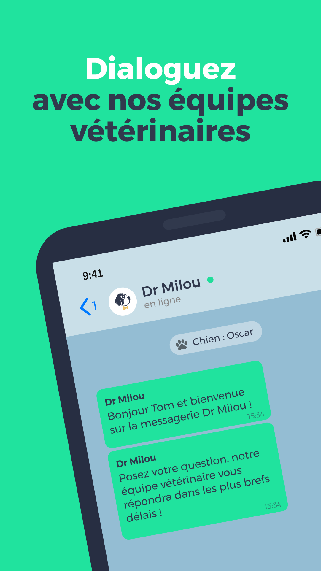 Écran de l’application DrMilou — vue 3