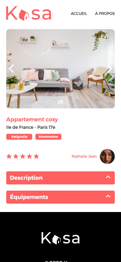 Fiche logement Kasa en affichage mobile