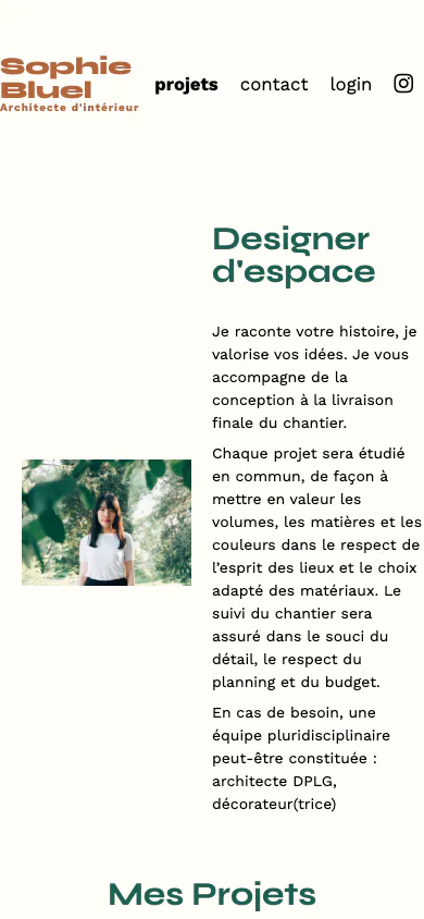 Portfolio Sophie Bluel en affichage mobile